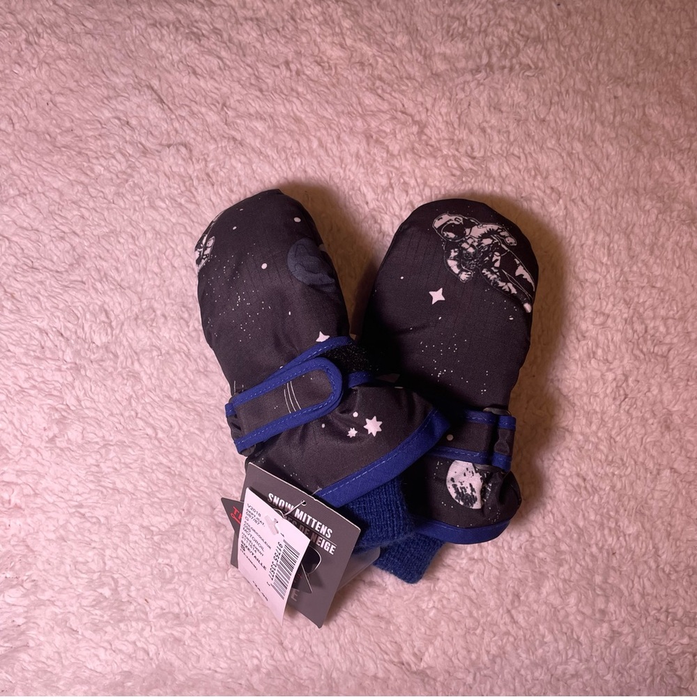 The Children's Place Black and Blue Space Mittens